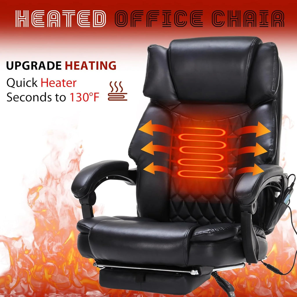 Massage Office Chair with Footrest 6 Point Vibration and Heating Home Executive Office Desk Chair
