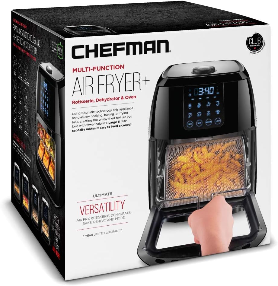 Chefman Compact 6.3-Quart Digital Air Fryer with Rotisserie Dehydrator and Convection Oven