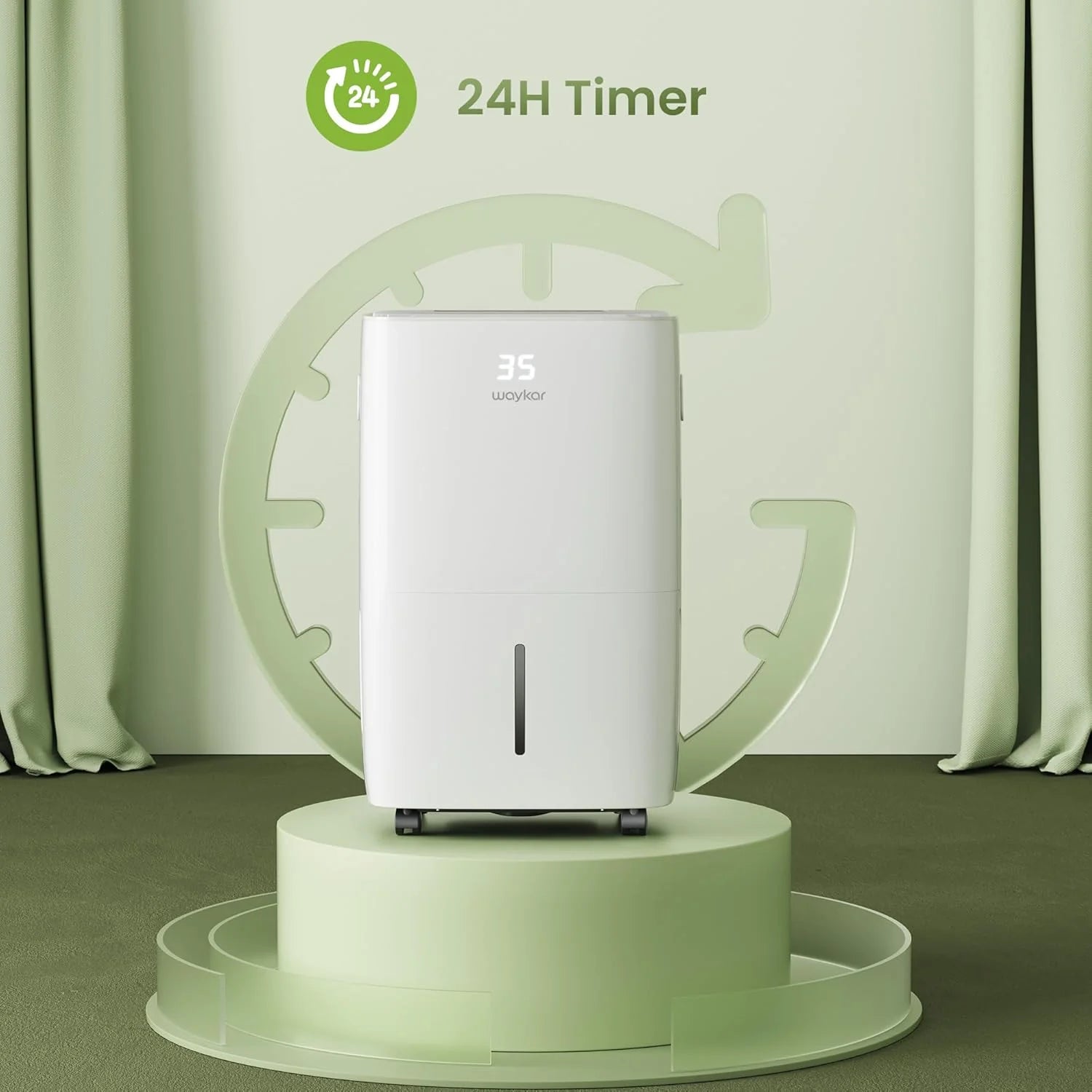Waykar 2000 Sq. Ft Dehumidifier for Home and Basements, with Auto or Manual Drainage, 0.66 Gallon Water Tank Capacity