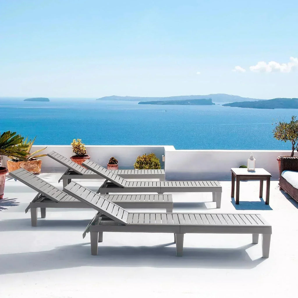 Patio Chairs Black Chaise Lounge Chair Outdoor 5-Position Adjustable Sun Tanning Chair