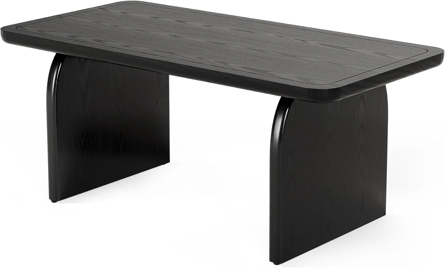 LITTLE TREE Farmhouse Coffee Table, 47 Inch Round Corner Wood Center Table, Rectangular Living Room Table, Modern Low Cocktail Tea Set
