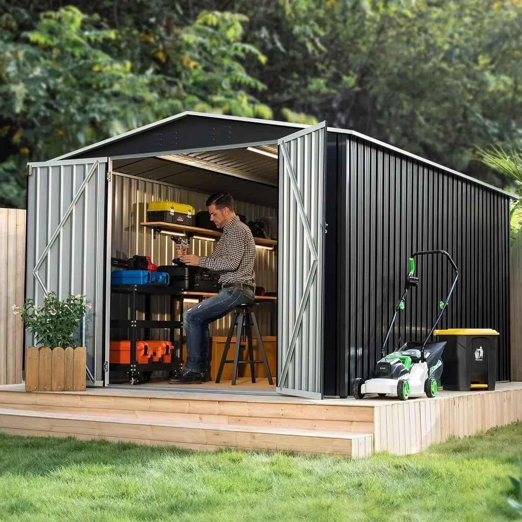 polar aurora 8x12 ft outdoor storage shed metal garden shed frame structure tool sheds