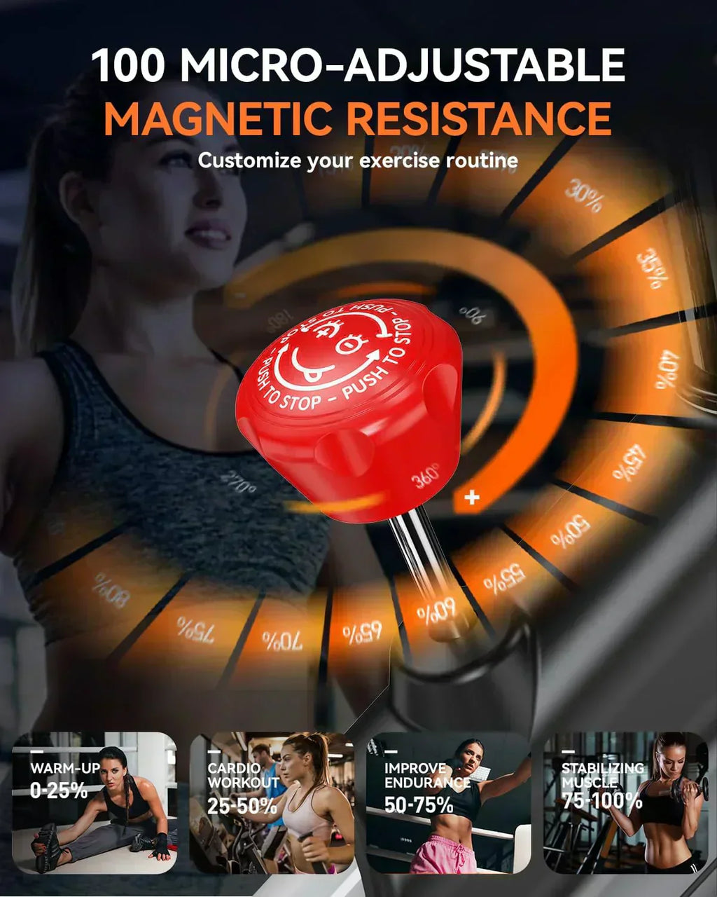 pooboo Exercise Bike Adjustable Magnetic/Brake Pad Resistance Silent Belt Drive Cycling Bike