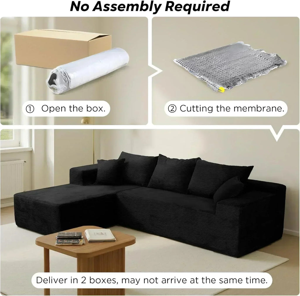 Cloud sofa with L-shaped lounge chair modern modular sofa with deep seats