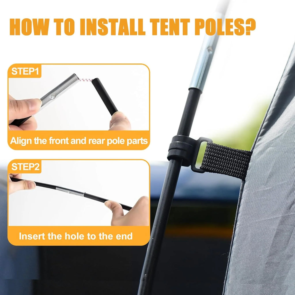 SUV Tent, 5-9 Person Rectangle Car Tent for Family, Waterproof & Windproof for Car Camping, Large Camping Tents with Storage Bag, SUV, Van, Jeep, Pickup 8FT L x 10.6FT W x 7.2FT H