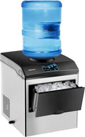 COSTWAY Countertop Ice Maker with Water Dispenser, 3 Sizes Bullet Shaped Ice, 48lbs/Day, Fast Ready in 6 Minutes, Ice Machine with Cold Water for Home Bar Kitchen Office