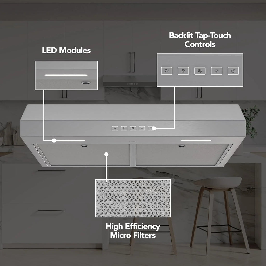 Broan-NuTone Three-Speed Glacier Undercabinet Range Hood with LED Light, ADA Compliant
