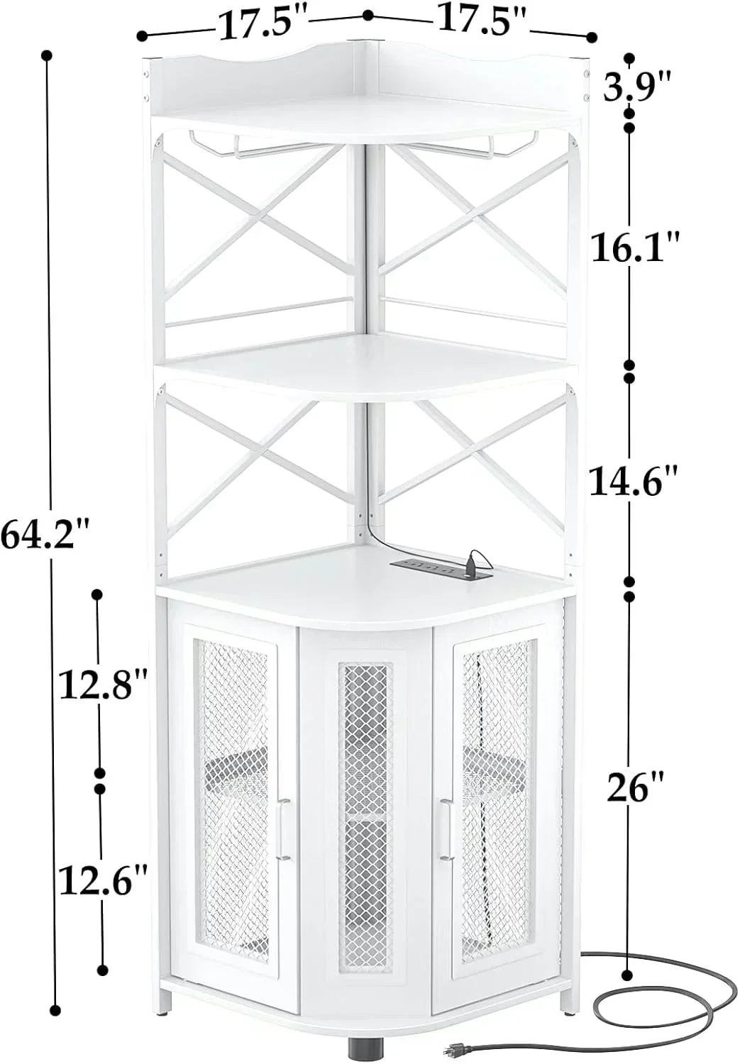 Corner bar cabinet with power socket industrial style wine cabinet light strip and glass rack