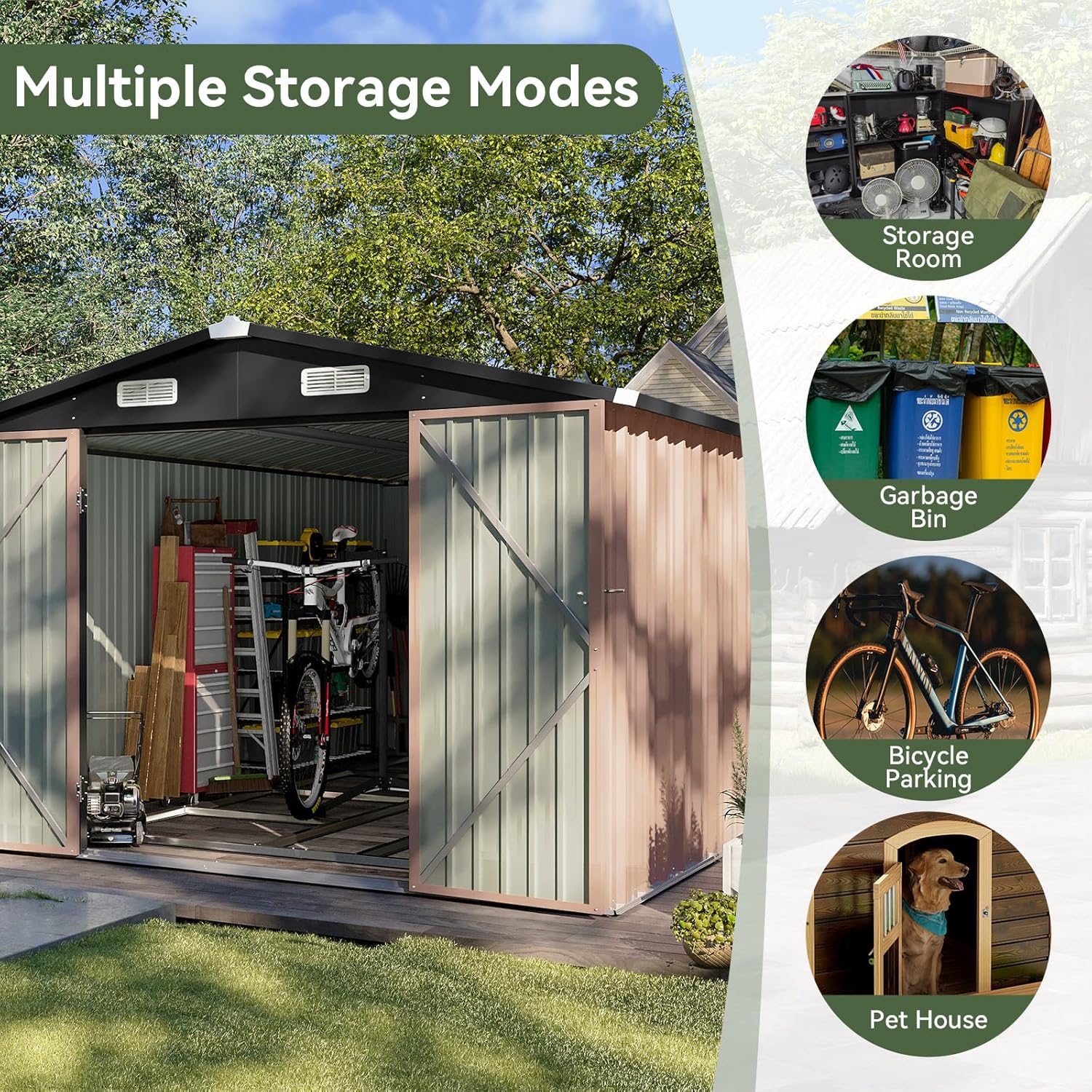 Aoxun 6.2x4 FT Shed Outdoor Storage Shed Metal Garden Shed Slooping Roof Tool Shed Bike Shed