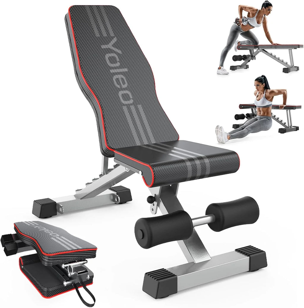 Yoleo Adjustable Weight Bench for Full Body Workout Foldable Bench Press Bench of Home Gym Strength Training