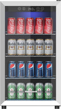 Beverage Refrigerator and Cooler, 115 Can Mini Fridge with Glass Door for Soda Beer or Wine for Office or Bar with Adjustable Removable Shelving