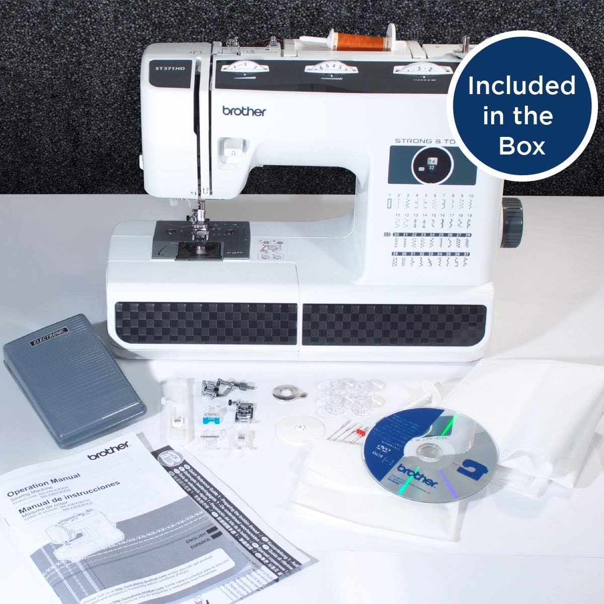 Sewing Machine, Strong Tough 37 Built-in Stitches Free Arm Option 6 Included Feet