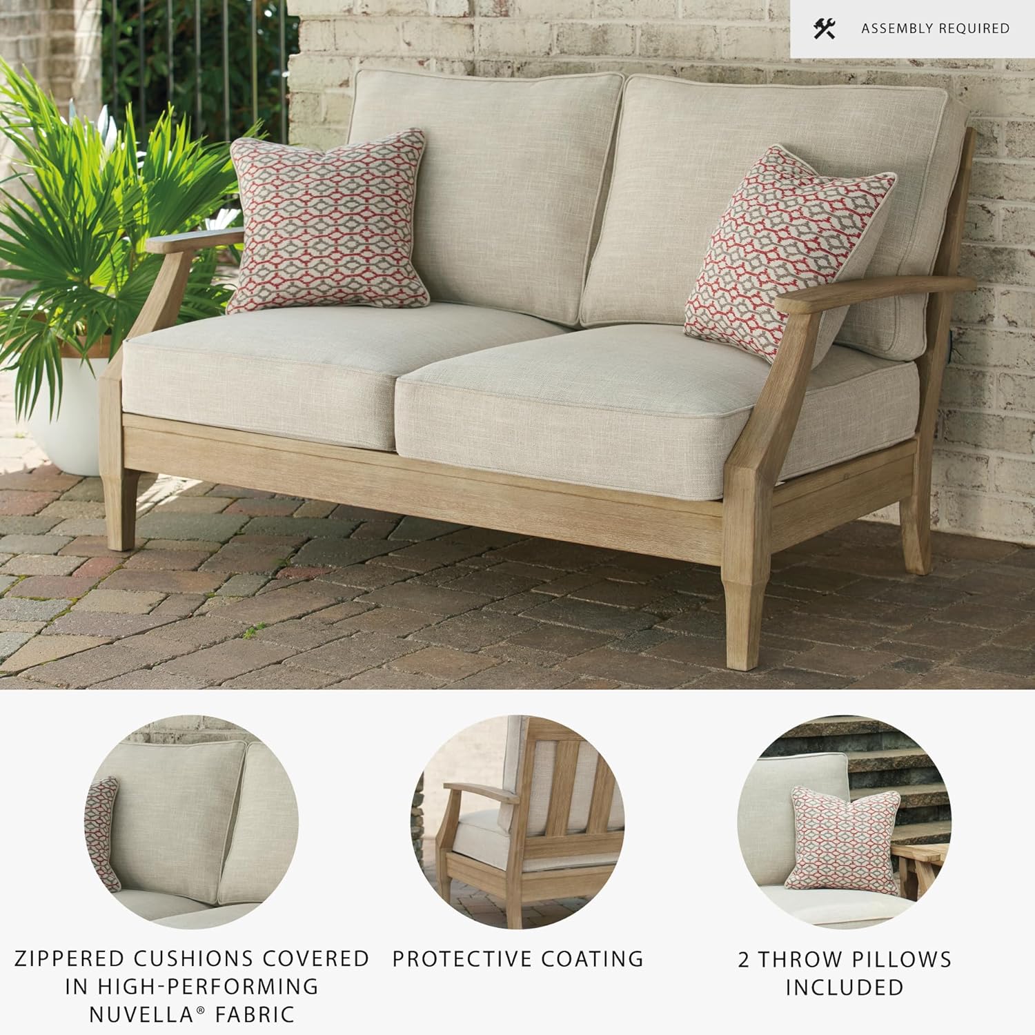 Coastal view outdoor terrace eucalyptus sofa