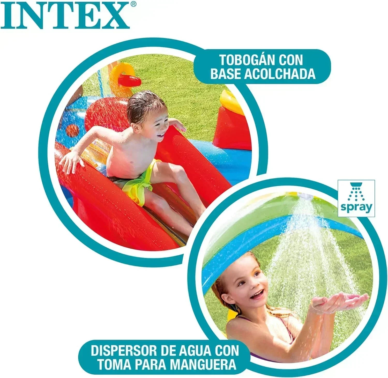Intex 96 x 78 x 28 Inflatable Jungle Adventure Play Center Spray Kiddie Pool Water Slide