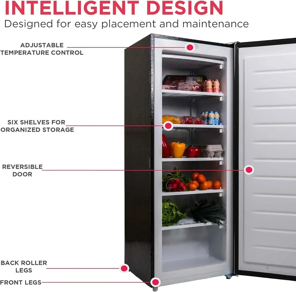 Frigidaire Upright Freezer 6.5 cu. ft. Deep Freeze Vinyl Coated Metal Wire Shelving Compact