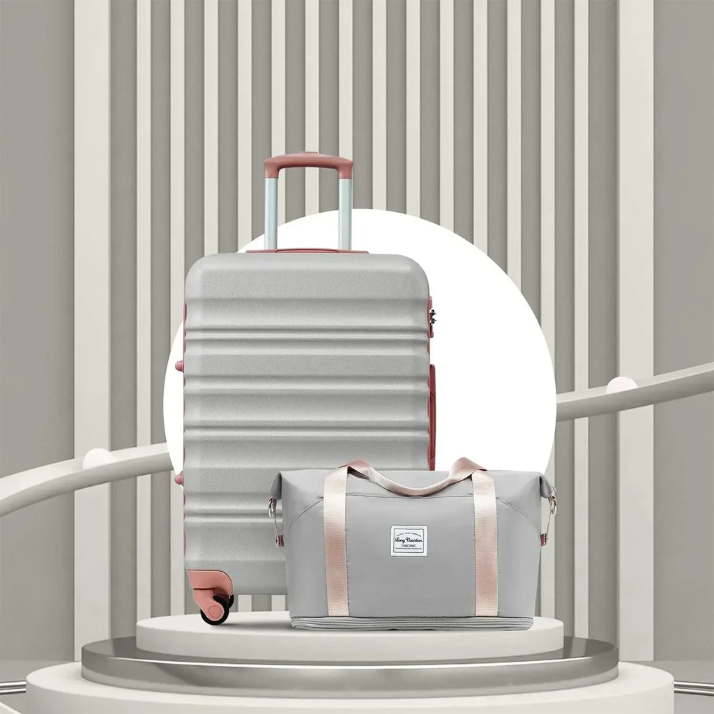 LONG VACATION 6 Piece Luggage Set Carry on Suitcase with ABS+PC hardshell Spinner Wheels