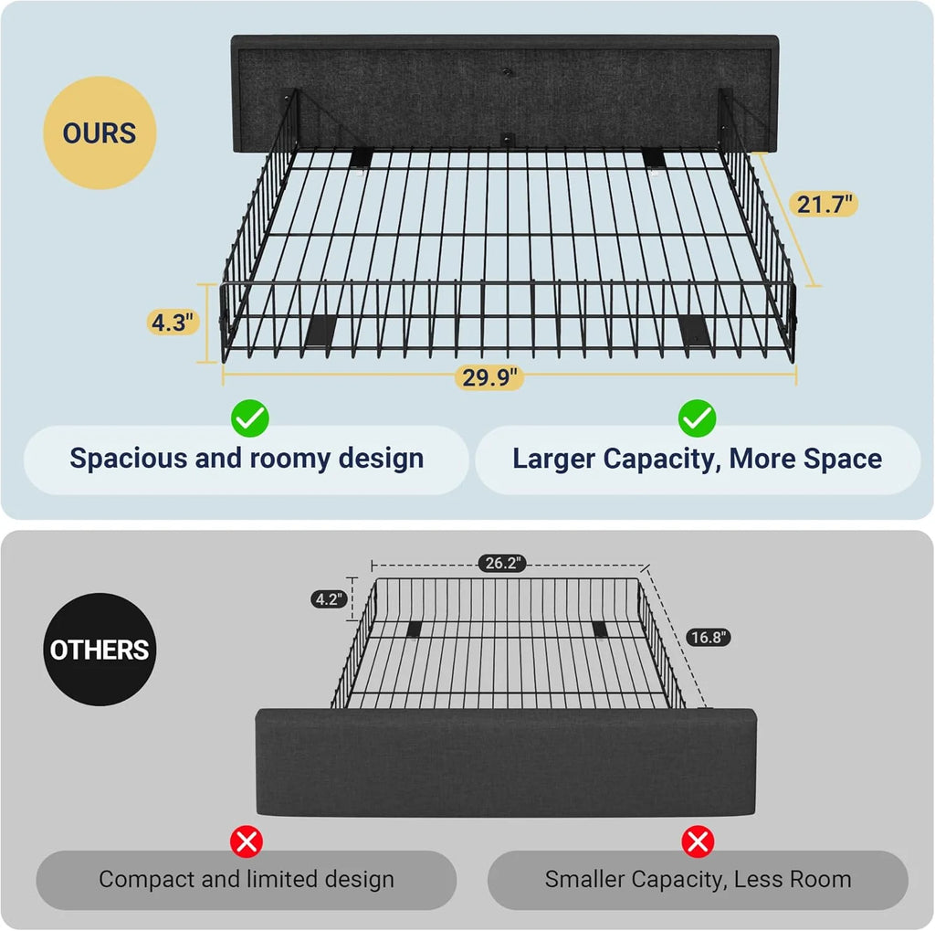 Allewie Upholstered Queen Size Platform Bed Frame with 4 Storage Drawers and Headboard