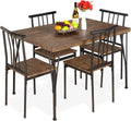 Best Choice Products 5 Piece Metal and Wood Indoor Modern Rectangular Dining Table Furniture Set
