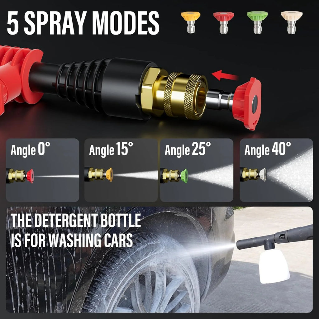 MZK electric high-pressure cleaner with 360�� quick-connect nozzle and easily replaceable foam cannon