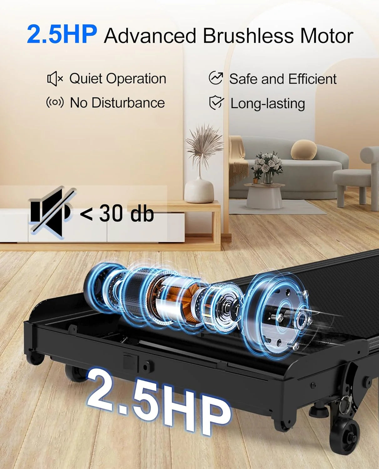 Lichico Walking Pad Under Desk Treadmill, Ultra-Quiet Brushless Electric Walking and Jogging Treadmill with Remote Control