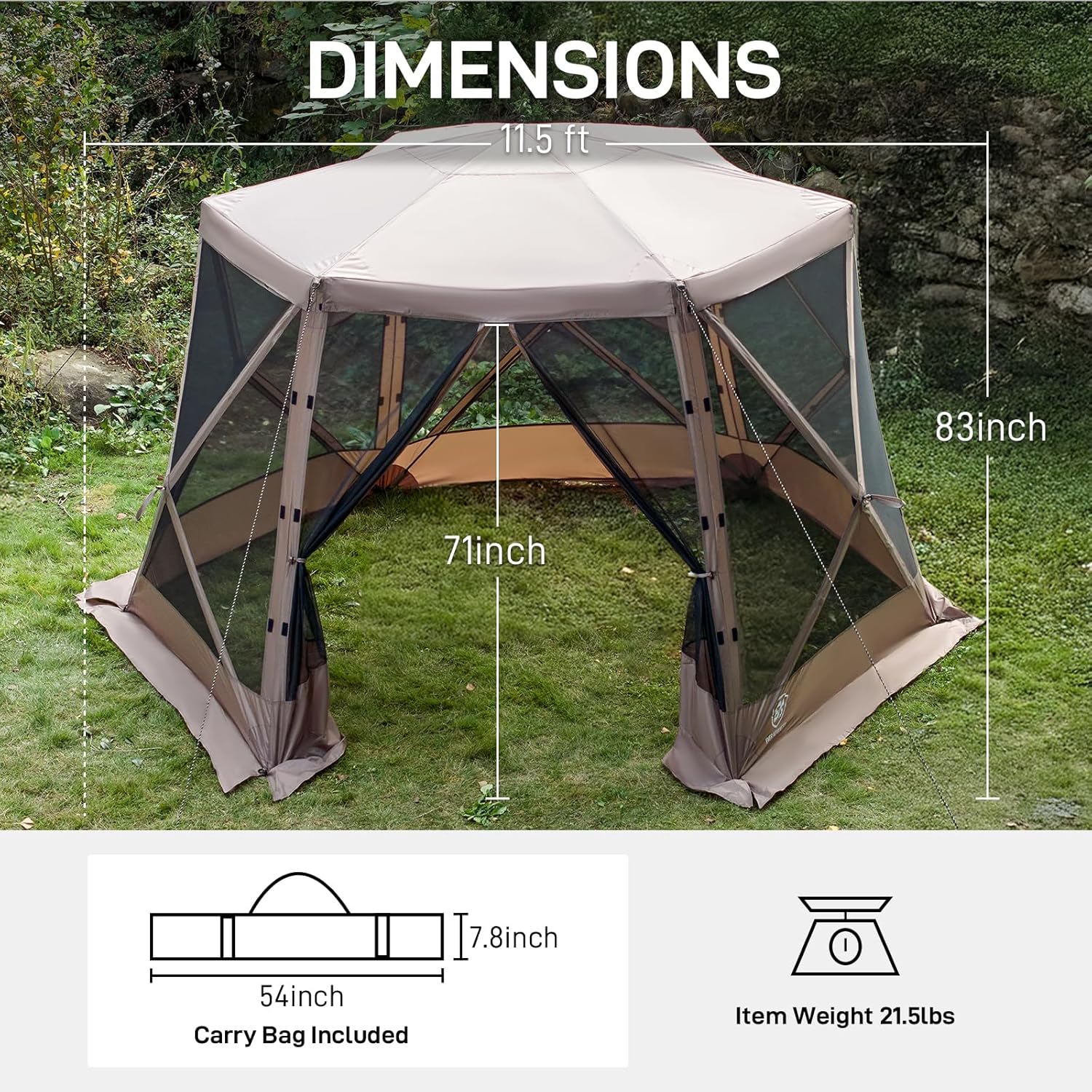 Pop up Screen House Tent for Camping 11.5 x 9.8 ft Instant Screened Gazebo Canopy
