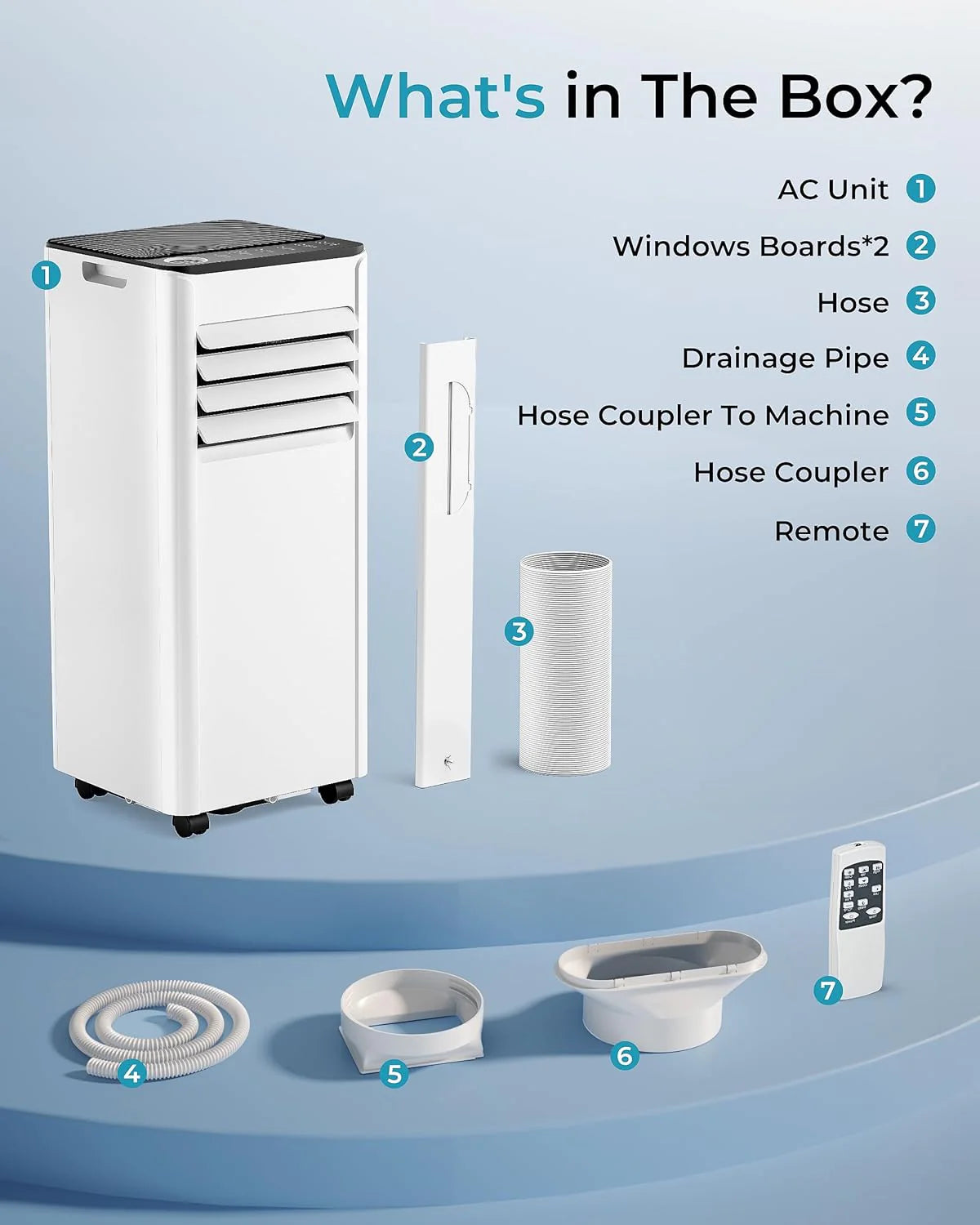 EUHOMY 8,000 BTU Portable Air Conditioners, 4-in-1 Portable AC Unit Up to 350 Sq.Ft, 4 Modes Quiet Air Conditioner with Remote Control, Cool, Fan, Dehumidifier, 24H Timer, Bedroom, Office, Apartments