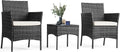 Sweetcripy Patio Furniture Set 3 Pieces Outdoor Furniture with Soft Cushion and Glass Table