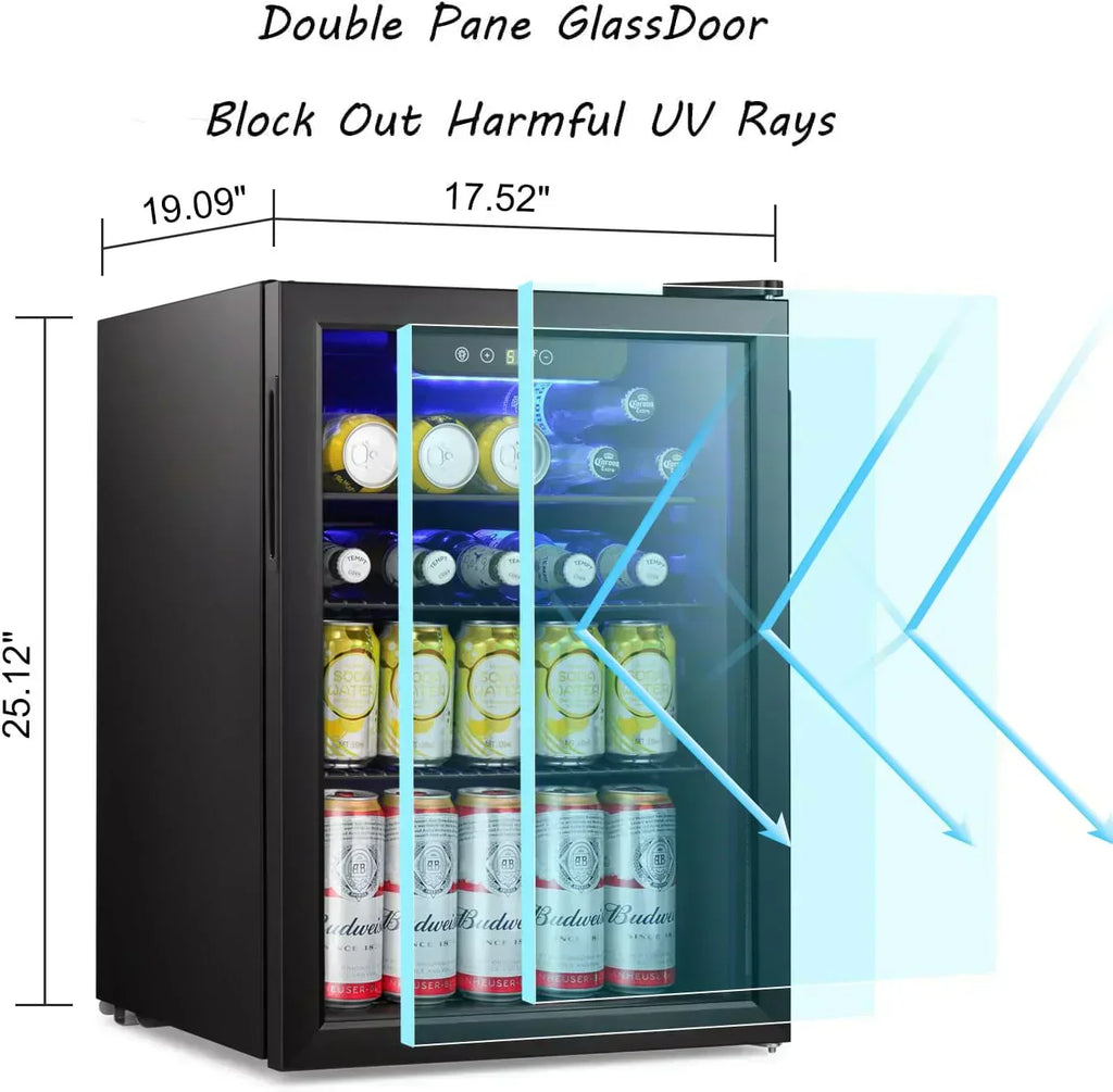 Antarctic Star Beverage Refrigerator Cooler 68 Can Mini Fridge with Glass Door for Beer Drinks Wine