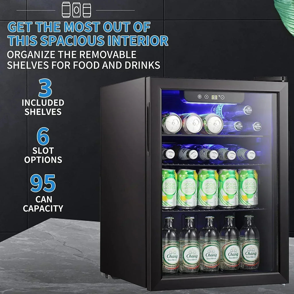 Antarctic Star Beverage Refrigerator Cooler 68 Can Mini Fridge with Glass Door for Beer Drinks Wine