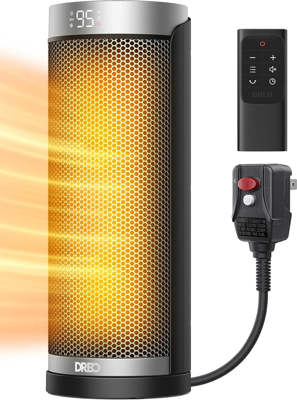 Dreo Space Heater, 1500W Electric Heaters for Indoor Use with Thermostat, 70�� Oscillation, 8 Safety Protections, 5 Modes, Remote, 12H Timer, Quiet Portable Heater for Office, Bedroom, Large Room