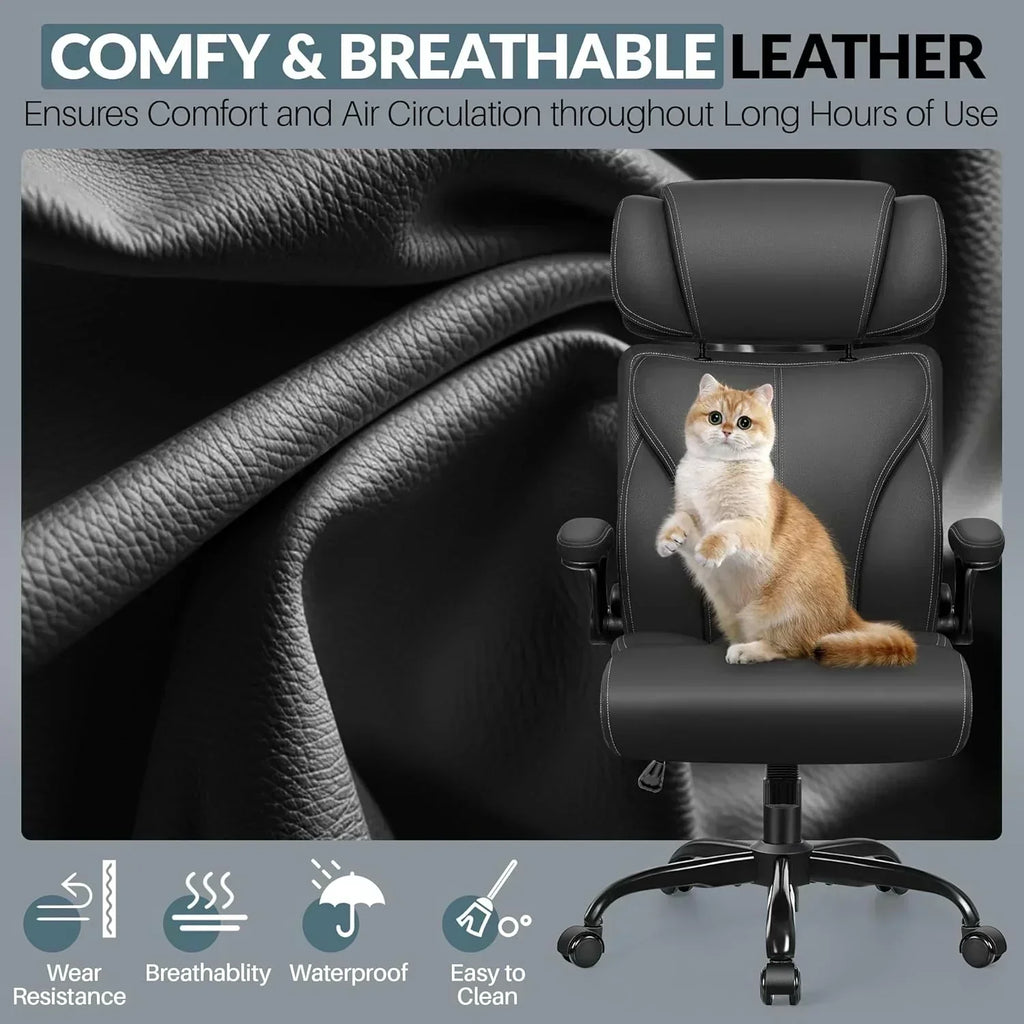 Office Chair Large High-Foot Computer Desk Chair Chair Lumbar Support Rotating Computer Chair