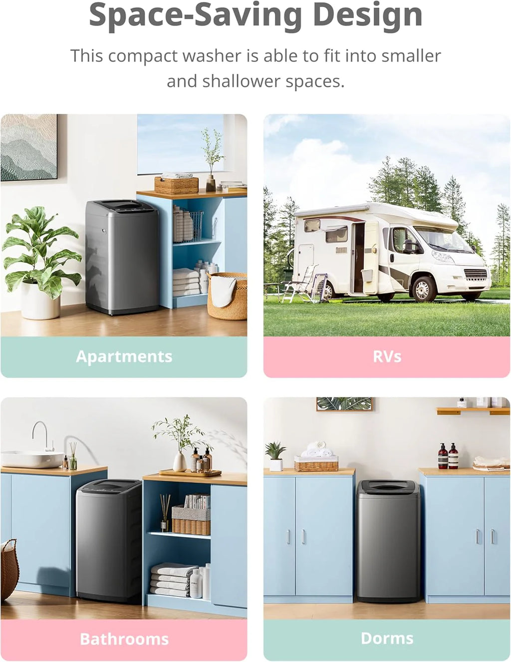 Comfee Portable Washing Machine 0.9 Cubic Feet Compact Washing Machine with LED Display 2 Built-in Drums Space Saving Fully Automatic Washing Machine