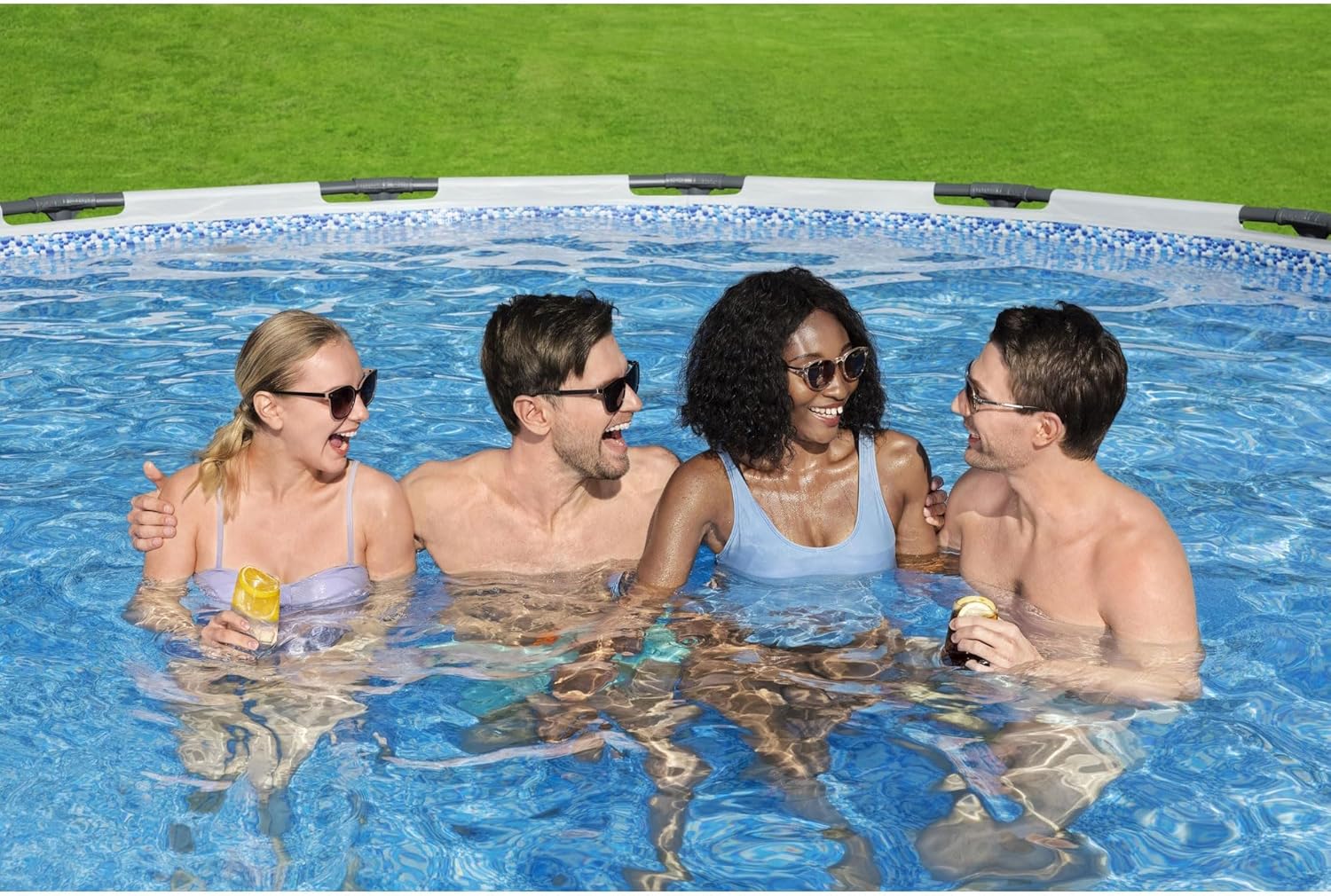 Steel Pro MAX 14 Foot x 48 Inch Round Metal Frame Above Ground Outdoor Swimming Pool Set