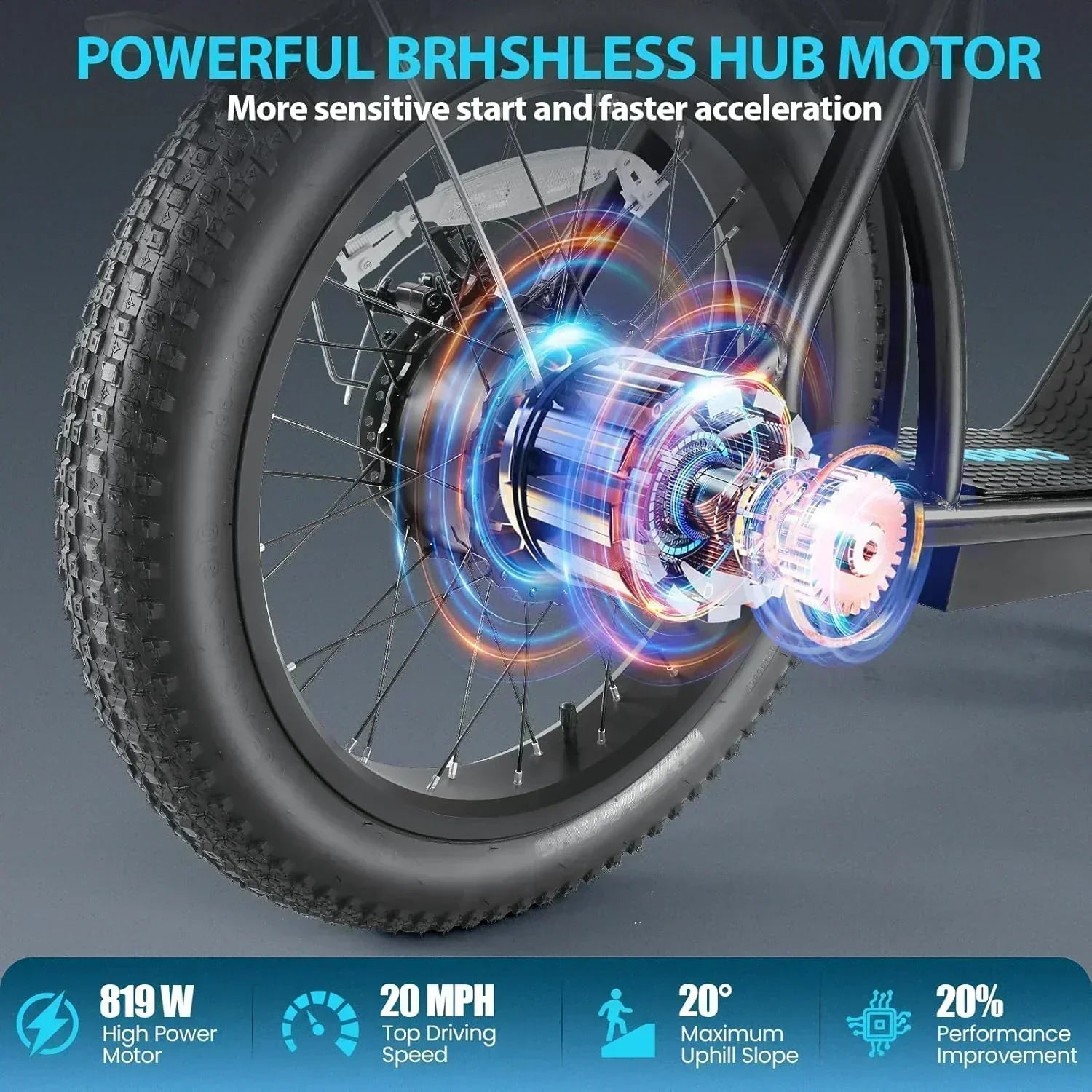 Caroma Peak 800W Foldable Adult Electric Scooter with 20-inch Wide Tires 48V Battery Basket