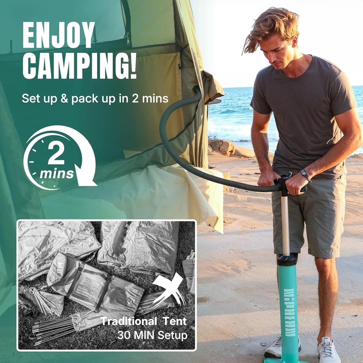 Niphean Truck Bed Tent 5.5ft-8ft for 2+1 People/Family, 2 Mins Fast Setup Inflatable Pickup Truck Tent, PU 3000mm Waterproof & High-Strength Windproof, Spacious Interior for Multi-Landscape