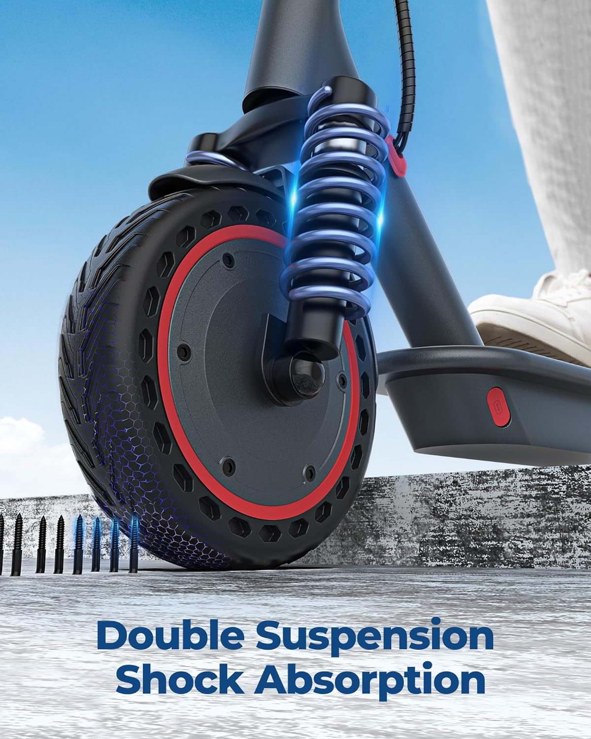 Electric Scooter, 350W/500W Powerful Motor, 8.5/10 Solid Tires, 19/22Mph, 28/21/12 Miles Range,Dual Braking