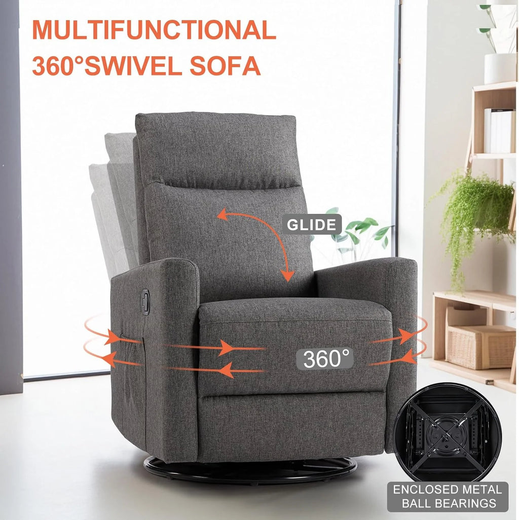 Sweetcrispy Massage Recliner Chair for Adults, Adjustable Home Theater Seating with Lumbar Support for Living Room, Modern Fabric Reclining, Pure Black