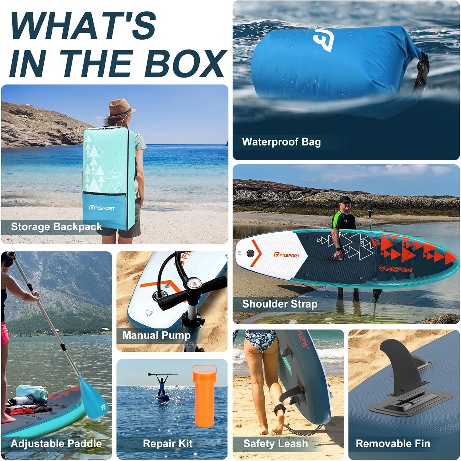 FBSPORT 11' Premium Stand Up Paddle Board Yoga Board with Durable SUP Accessories Carry Bag