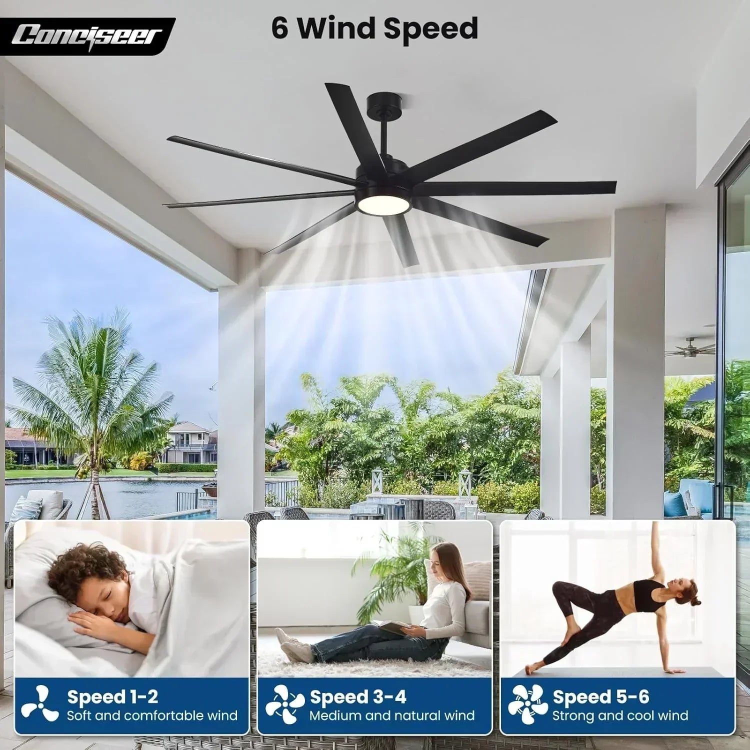 Modern ceiling fan 72 inch bedroom living room library cafe outdoor/industrial
