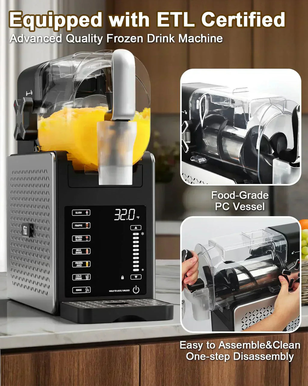 Fiii Slushie Machine 92 oz Slushy Machine for Home 6 Preset Programs Quiet Operation LED Display