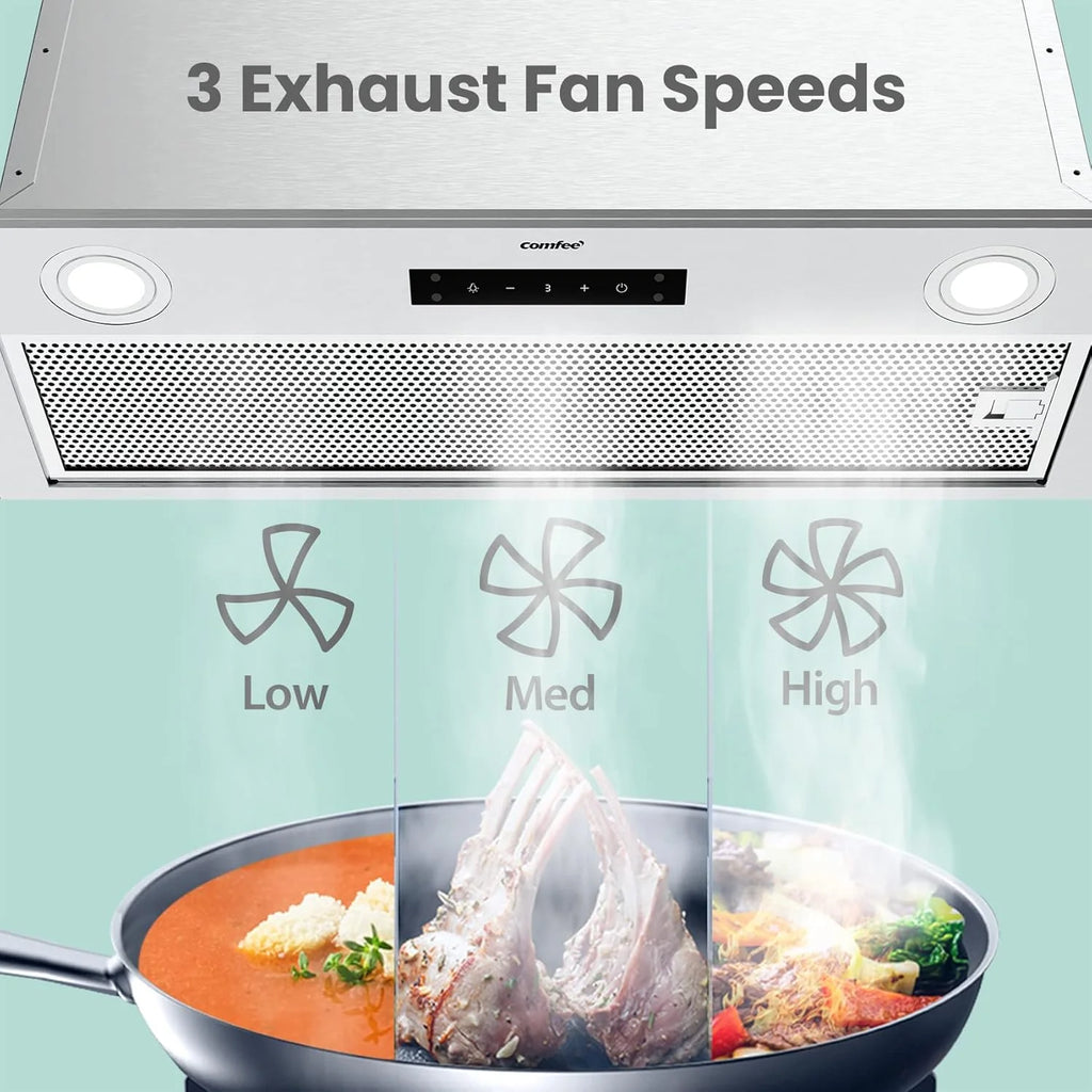 Comfee 30 Under Cabinet Ducted/Ductless Convertible Slim Vent Durable Stainless Steel Kitchen Reusable Filter