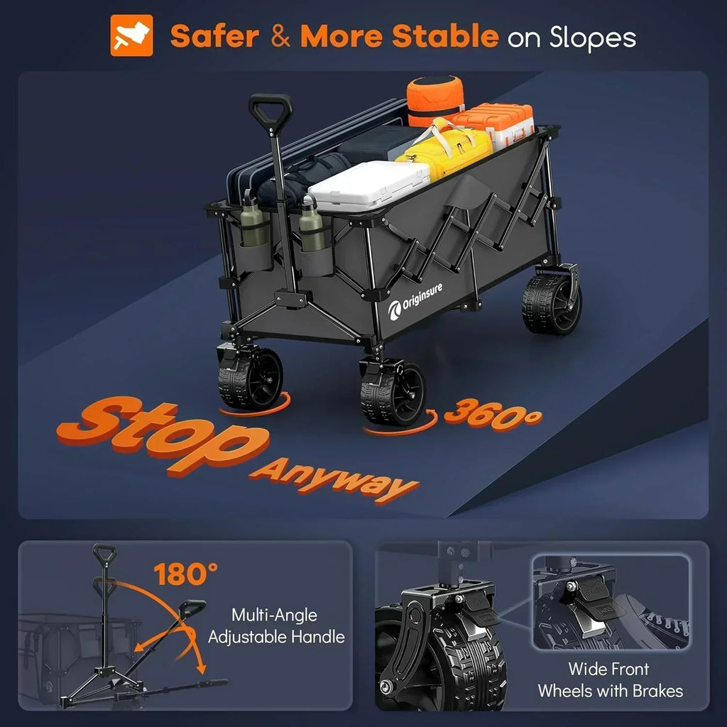 38 long foldable four-wheel stroller 460 lb capacity 220 liter folding beach stroller