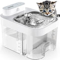 Cat Water Fountain Dual Tank No Filter 3L Battery Powered with Stainless Steel Tray for Cats