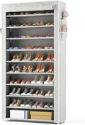 ROJASOP 10 Tier Shoe Rack with Covers Large Capacity Stackable Tall Shoe Shelf Storage