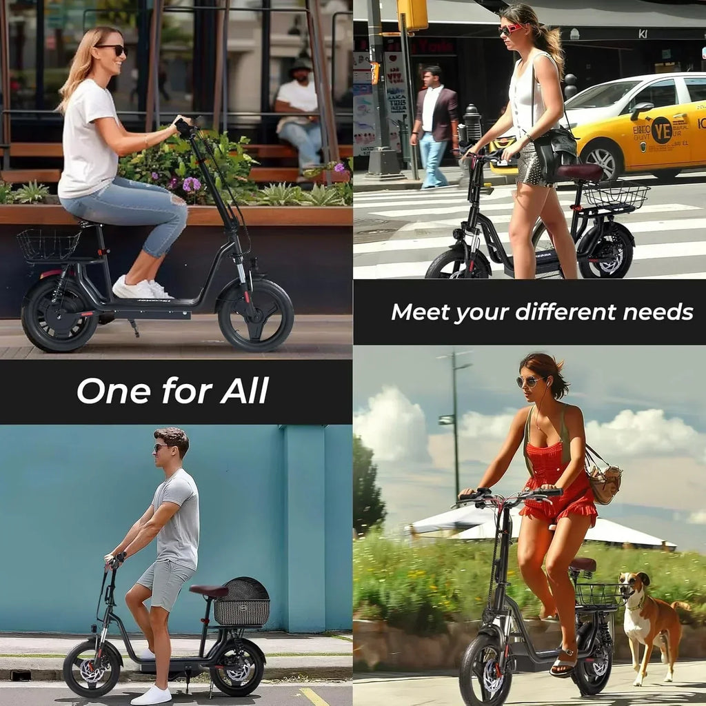 iScooter electric scooter with seat 28/19/15.6 mph top speed dual suspension scooter