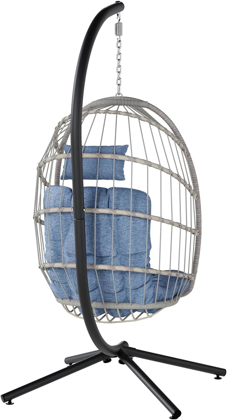 SWITTE Egg Chair Outdoor Indoor Wicker Hanging Egg Swing Chair 350lbs Capacity for Patio