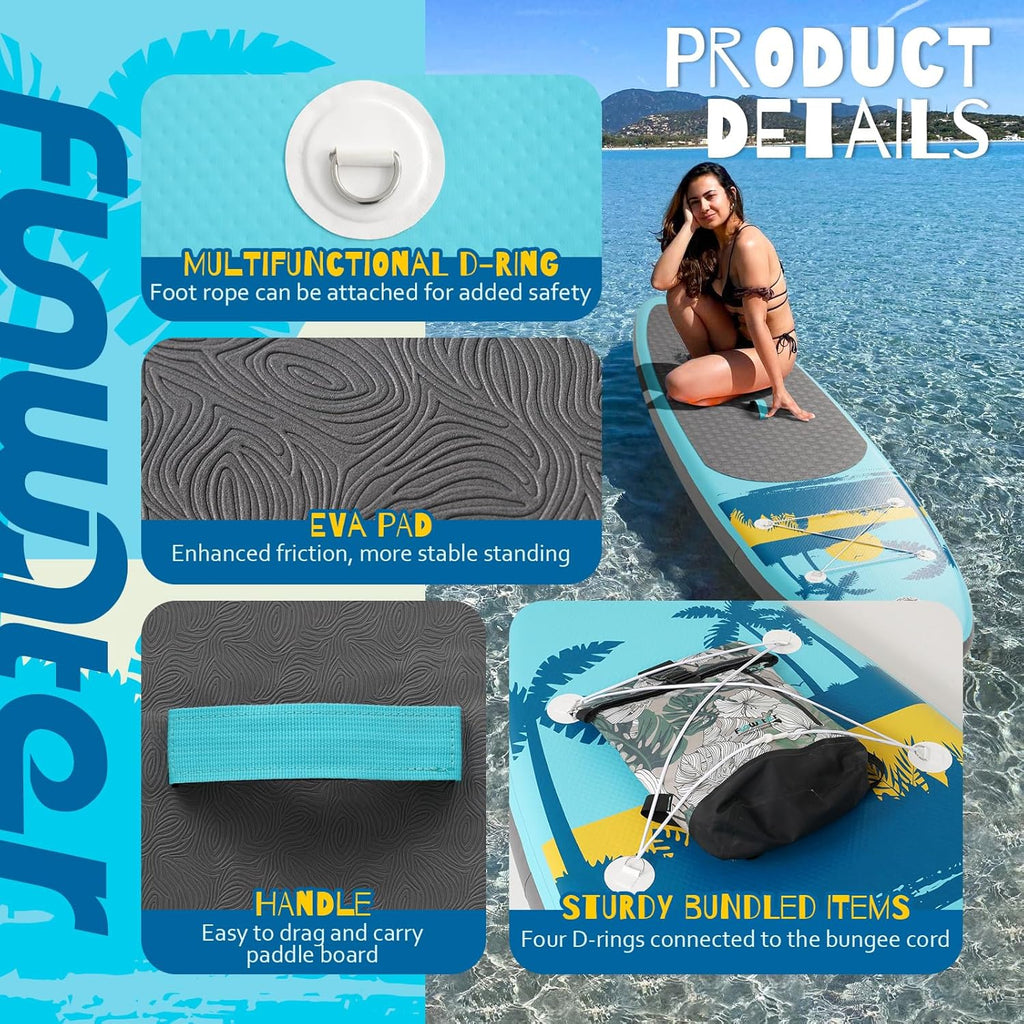 FunWater Inflatable Stand Up Paddle Board Premium SUP Paddle Accessories EVA Deck