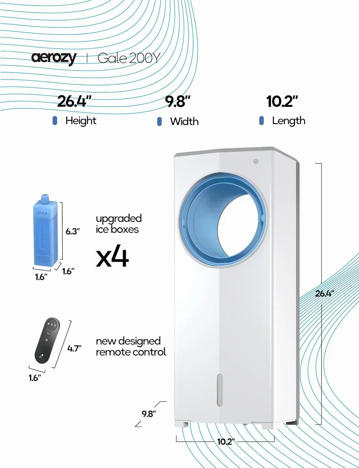 Windowless Portable Air Conditioner 26.3 Small Evaporative Air Cooler for Room No Window