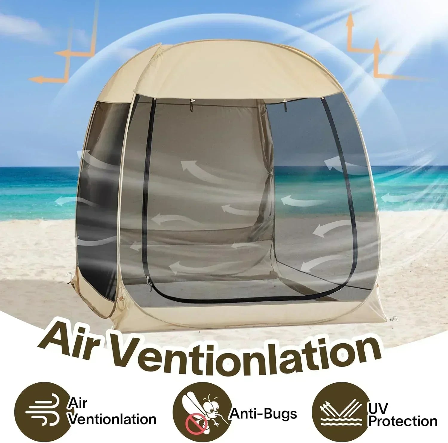 Screen gazebo sleeps 6-10-15 people Igloo-style canopy tent mosquito net on the sides Perfect