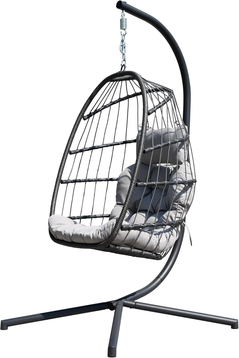 HWB Hanging Egg Chair Patio Wicker Hammock Egg Swing Chair with Cushion for Bedroom